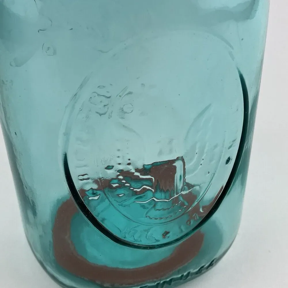 Ball Ideal Glass Blue Bicentennial 1776-1976 Celebration Wire Clamp Glass Jar